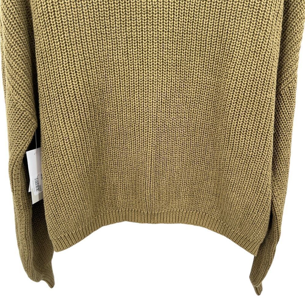 NEW BP Pullover Large Olive Green Chunky Knit V-neck Long Sleeve 100% Cotton - Picture 6 of 11